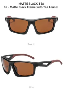 Vues de face et de côté des lunettes de cyclisme sport noir mat avec verres thé