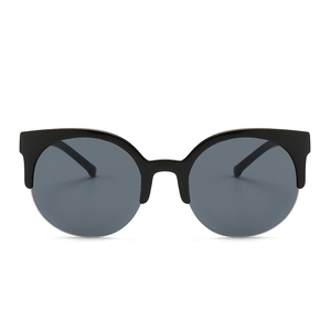 Retro semi-rimless cat eye sunglasses with sleek black frame and dark tinted lenses