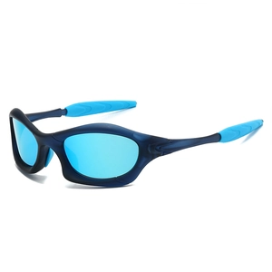 Lunettes de sport bleu mat avec verres réfléchissants pour le cyclisme et la randonnée