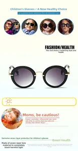 Detailansicht runder Kinder-Sonnenbrille mit 7-Lagen-UV-Schutzgläsern im Retro-Look