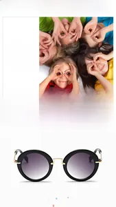 Detailansicht der Kinder-Rundsonnenbrille mit schwarzem Rahmen und goldenem Mittelsteg
