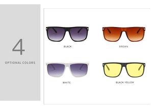 Detailed comparison of four square rivet sunglasses in black, brown, and white frames