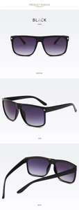 Multiple views of classic black square sunglasses with purple gradient lenses and rivets