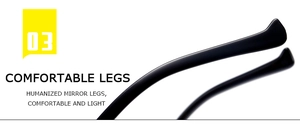 Ergonomic black temples of sunglasses with smooth finish for lightweight comfort