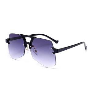Rimless Irregular Geometric Sunglasses For Women Men Trendy Large Frame Gradient Lens Fashion Outdoor Eyewear UV Protection