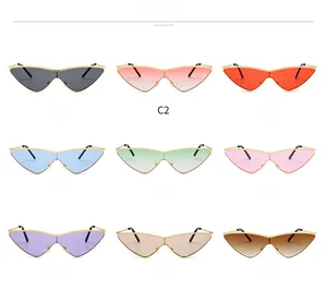 Detailed grid display of cat-eye sunglasses available in nine assorted gradient colors