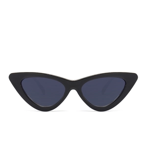 Retro triangle cat eye sunglasses with black frame and dark grey lenses for women