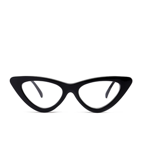 Classic glossy black cat eye glasses frames with elegant vintage uplifted corner design