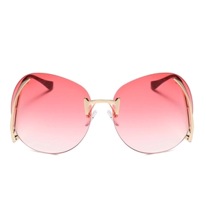 Lunettes De Soleil Papillon Surdimensionnées Sans Monture Avec Verres En PC Dégradés Et Cadre En Métal UV400 Pour Femmes
