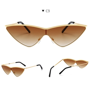 Detailed multi-angle views of gradient brown lens sunglasses with slim gold metal frame