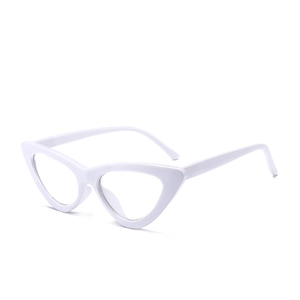 Chic white cat-eye glasses with a modern triangular frame and glossy finish