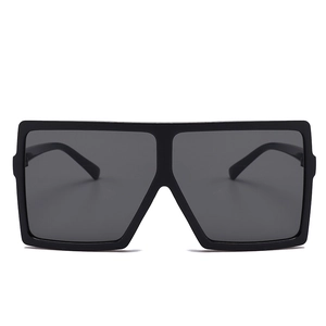 Oversized square black frame sunglasses with dark grey lenses for fashion street style