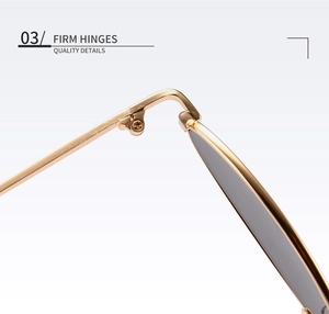 Détail des charnières métalliques robustes sur des lunettes de soleil rondes