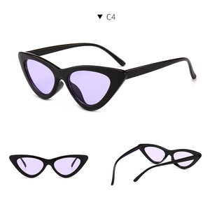 Detail view of cat eye sunglasses C4 with black frame and translucent purple lenses