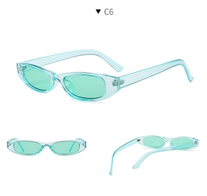 Three-angle views of vintage mint green small frame sunglasses with light green lenses