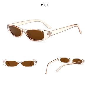 Multiple views of champagne oval sunglasses with brown lenses and sleek frame detail