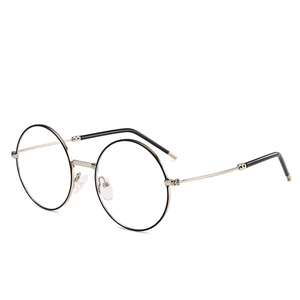 Lunettes rondes rétro en métal or et noir, monture optique élégante pour hommes et femmes