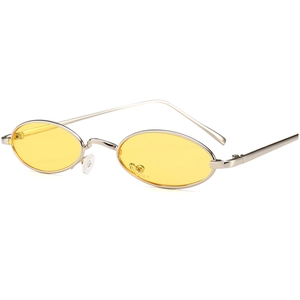 Lunettes De Soleil Ovales Rétro Monture Métal Protection UV400 Verres Étroits Mode Vintage Y2K Pour Hommes Et Femmes