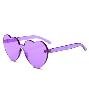 Lunettes De Soleil En Forme De Cœur Sans Monture Colorées Transparentes PC UV400 Protection Fête Festival Mode Rétro