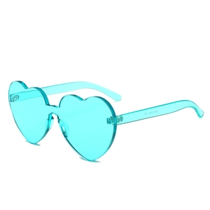 Lunettes de soleil oversize cœur vert menthe sans monture pour femme au design tendance