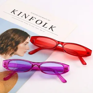 Retro Y2K small frame oval sunglasses in translucent red and purple resin styles