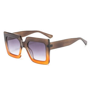 Fashion oversized square sunglasses with brown and orange gradient frames for women