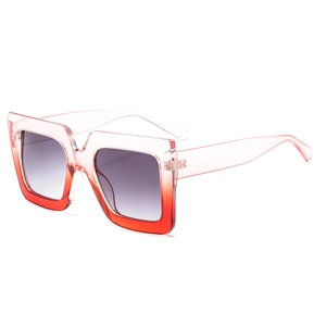 Chic oversized square sunglasses with pink gradient frames and gradient grey lenses