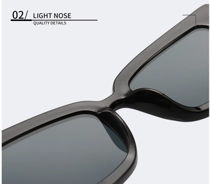 Close-up of lightweight nose bridge and polished frame on stylish oversized sunglasses