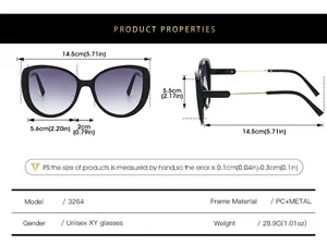 Size chart showing frame dimensions and technical specifications of the square sunglasses