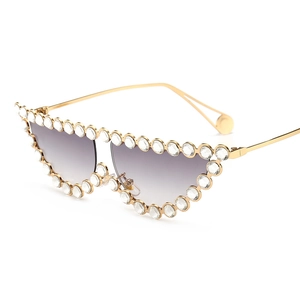 Lunettes De Soleil Oeil De Chat De Luxe Monture En Métal Avec Strass Protection UV400 Mode Pour Femmes Fête