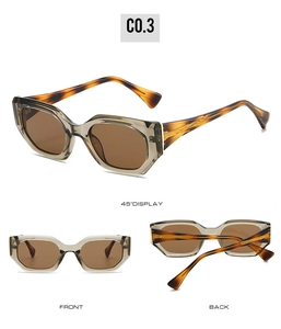Macro view of geometric sunglasses with tortoise temples and tinted lenses