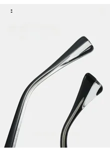 Detail of curved sunglasses legs with dual-tone black and clear layered design