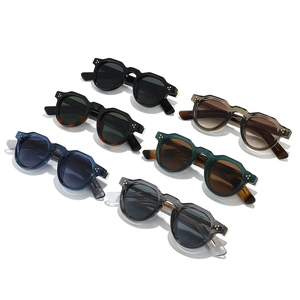 Vintage round thick frame sunglasses in multiple colors with high-quality metal hinges