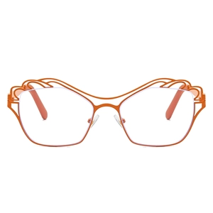 Cloud Wave Metal Frame Anti-Blue Light Eyeglasses Irregular Hollow Design Fashion Cat Eye Clear Lens For Women Men