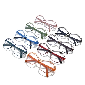 Irregular metal frame anti-blue light glasses with hollow wing design in multiple colors