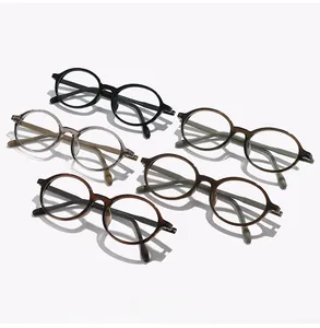 Close-up of retro round TR90 frames in five colors showing inner temple size engraving