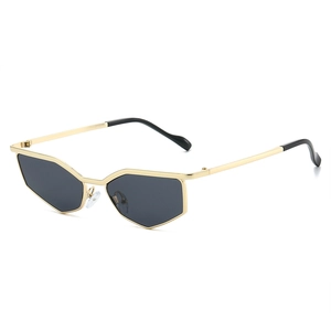 Geometric Cat Eye Sunglasses Metal Frame UV400 Protection Polygonal Y2K Cyber Fashion Eyewear For Men Women