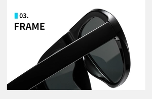 Detailed close-up of glossy black sunglasses frame showcasing premium texture and finish
