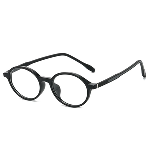 Classic round black frame glasses in vintage TR90 style with anti-blue light lenses