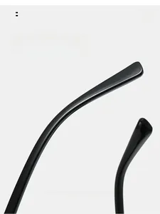 Detail view of smooth black rounded eyewear temples for comfortable arc wearing experience