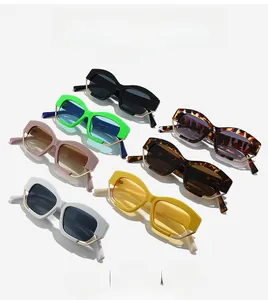 Detailed collection of colorful oversized square sunglasses with gold metal hinges