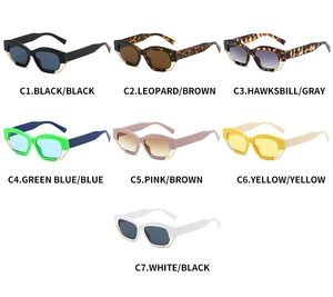 Detailed grid view showcasing seven color options for oversized retro fashion sunglasses