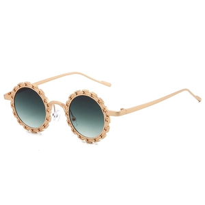 Lunettes De Soleil Rondes Rétro Monture Chaîne Métal Protection UV400 Steampunk Tendance Pour Femmes Unisexe