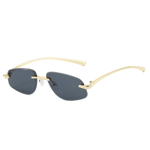 Fashion Rimless Polygon Sunglasses Metal Temple UV400 Protection Retro Gradient Lens Eyewear For Men Women