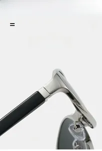 Détails des charnières métalliques et des plaquettes de nez en silicone des lunettes