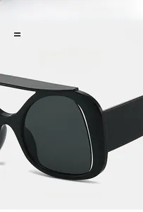 Detail of lightweight oversized Y2K sunglasses frame with super elastic hinges