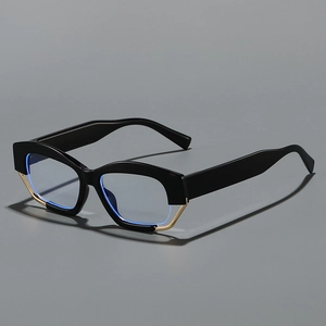 Chic black oversized glasses with gold trim and blue light blocking lenses for women