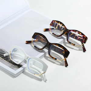 Chic oversized irregular frames with blue light blocking lenses and gold metal accents