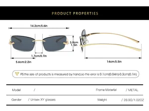 Guide des tailles détaillé pour lunettes de soleil œil de chat sans monture avec dimensions