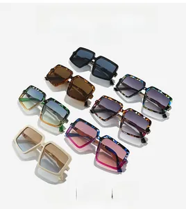 Matrix view of various colorful oversized square sunglasses with durable frames